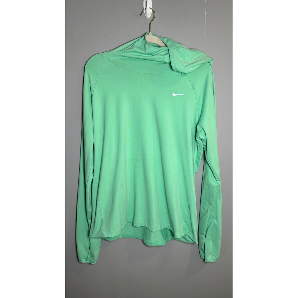 Nike Dri-FIT Running Hoodie Womens XL Mint Green Long Sleeve Pullover Reflective